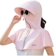 thumbnail image 1 of Unisex UV Protection Sun Hood Hat with Zipper, Full Face Neck Shoulder Cover Breathable Solid Color Sun Cap for Cycling Driving Hiking Spring Summer Pink Free Size, 1 of 6