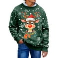 thumbnail image 1 of Unisex Ugly Christmas Sweater for Men Women Xmas Holiday Party Funny Print Knit Pullover,Dark Green,M, 1 of 5