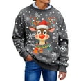 thumbnail image 1 of Unisex Christmas Sweater for Men Women Xmas Holiday Party Funny Print Knit Pullover,Grey,3XL, 1 of 5