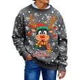 thumbnail image 1 of Unisex Christmas Sweater for Men Women Xmas Holiday Party Funny Print Knit Pullover,Grey,S, 1 of 5