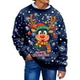 thumbnail image 1 of Unisex Christmas Sweater for Men Women Xmas Holiday Party Funny Print Knit Pullover,Navy,L, 1 of 4