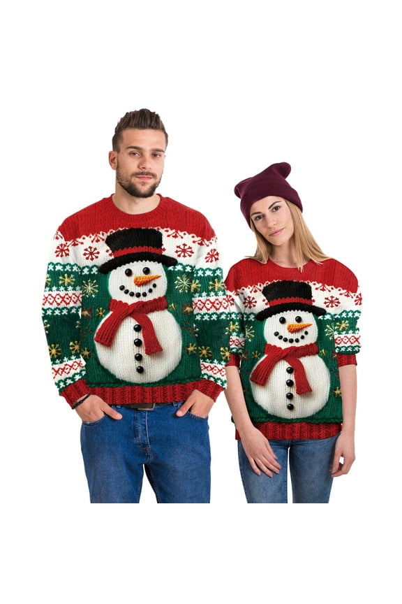 Unisex Ugly Christmas Sweater with 3D Christmas Tree Design Festive Holiday Pullover for Men and Women