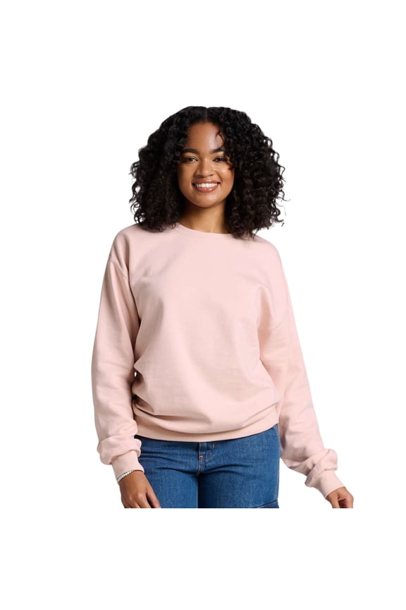 Unisex Ultimate CVC Crewneck Sweatshirt, 60/40 Cotton/Polyester Long Sleeve Fleece Winter Sweater (Blush-Pink , 4XL)