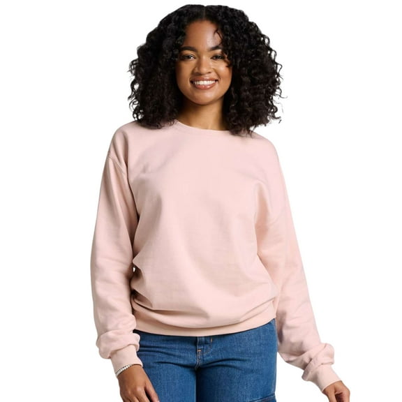 Unisex Ultimate CVC Crewneck Sweatshirt, 60/40 Cotton/Polyester Long Sleeve Fleece Winter Sweater (Blush-Pink , M)