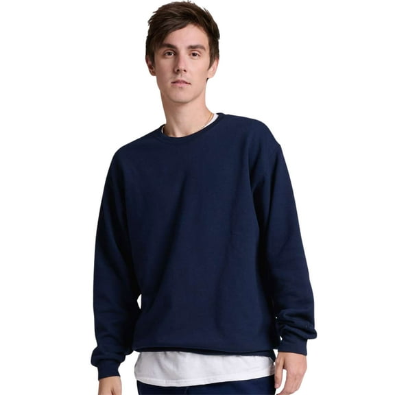 Unisex Ultimate CVC Crewneck Sweatshirt, 60/40 Cotton/Polyester Long Sleeve Fleece Winter Sweater (Navy , 2XL)