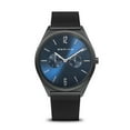 thumbnail image 1 of Unisex Ultra Slim Polished & Brushed Black Mesh Watch with Blue Dial, 1 of 1