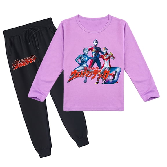 Unisex Ultraman Children's Outfit: Long Sleeve T-shirt and Pants, Comfy and Breathable, Spring Autumn