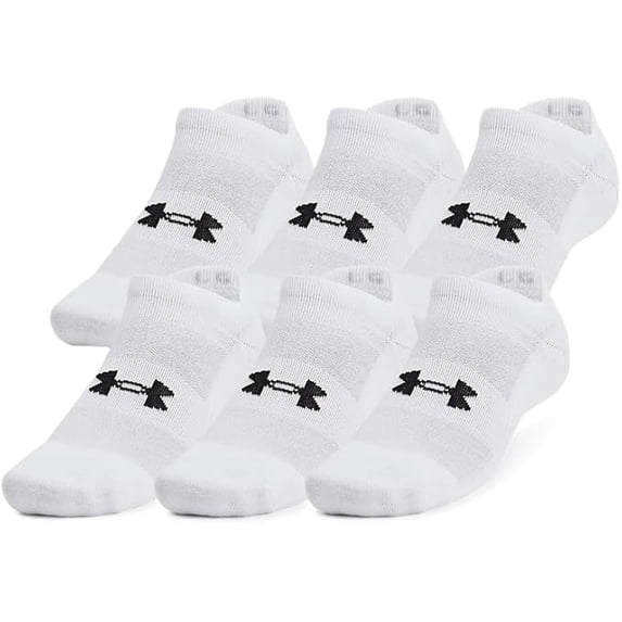 Unisex Under Armour UA Essential 6-Pack Ultra Low Socks Color: With Size: MEDIUM