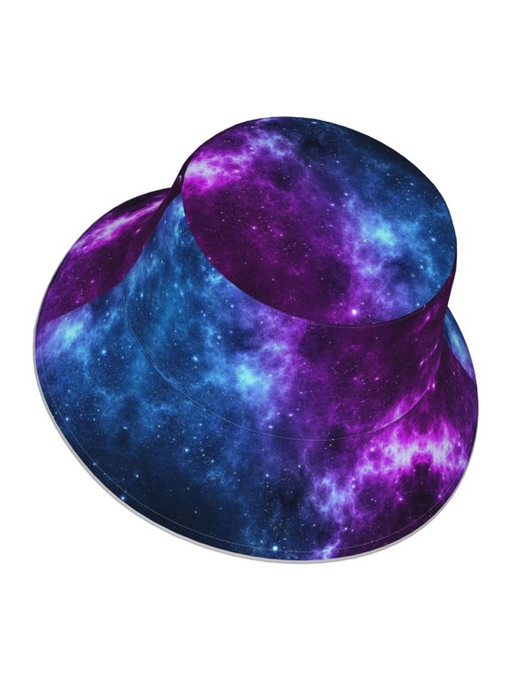 Unisex Universe Nebula Galaxy Bucket Hat Fisherman Cap Reversible Travel Sunhat With Reflective Stripe