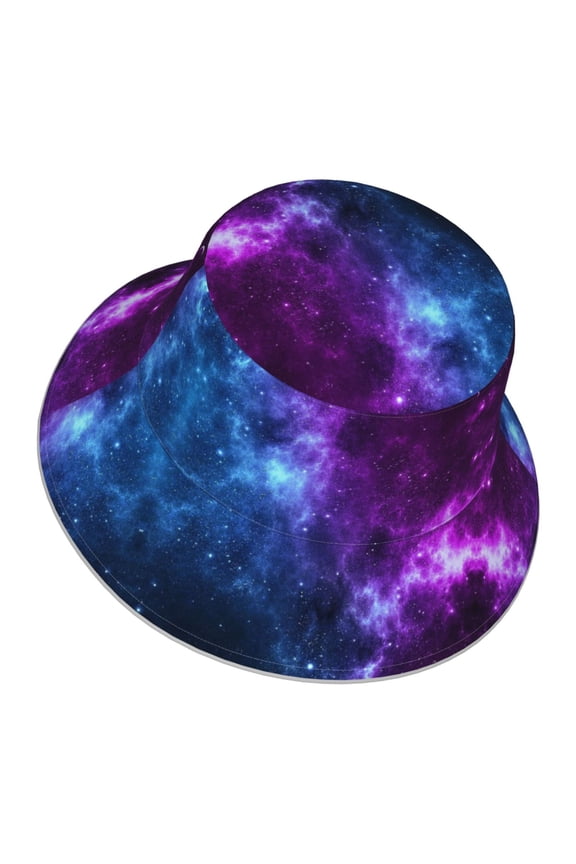 Unisex Universe Nebula Galaxy Bucket Hat Fisherman Cap Reversible Travel Sunhat With Reflective Stripe