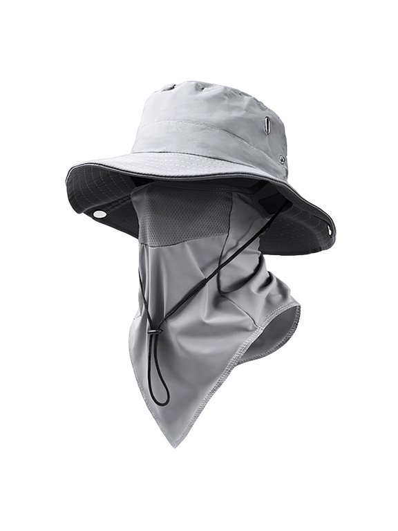 Unisex Upf 50+ Sun Hat with Face Shield Design, Providing UV Protection in Summer, Suitable for Outdoor Activities Such as Fishing and Hiking (Gray).