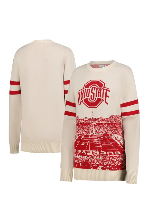 Unisex Uscape Apparel Cream Ohio State Buckeyes Renew Knit Stadium Sweater