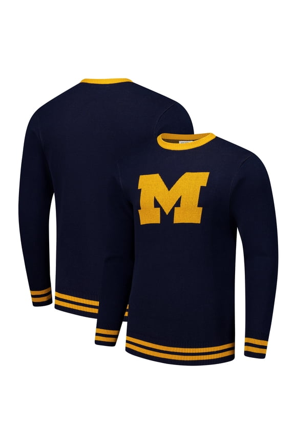 Unisex Uscape Apparel Navy Michigan Wolverines Renew Knit Vintage Pullover Sweater