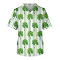 thumbnail image 1 of Unisex V Neck Scrub Top Short Sleeve Lightweight Four Leaf Clover Print Medical Uniform Shirt for Healthcare Work Mint Green 2XL, 1 of 6