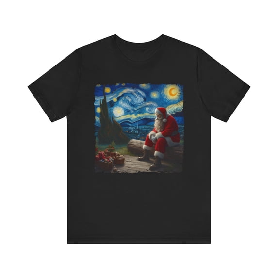 Unisex Van Gogh Starry Night Santa Claus Christmas Shirt