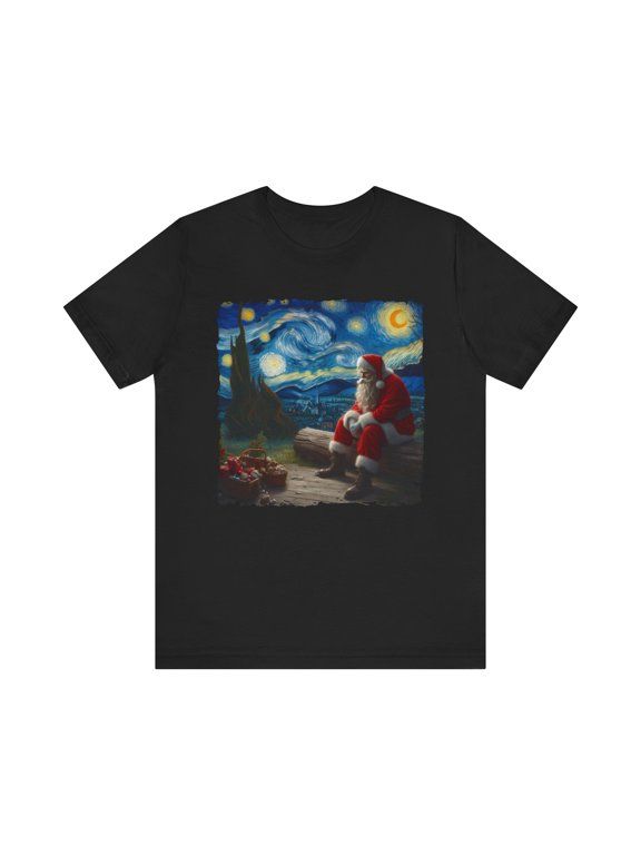 Unisex Van Gogh Starry Night Santa Claus Christmas Shirt