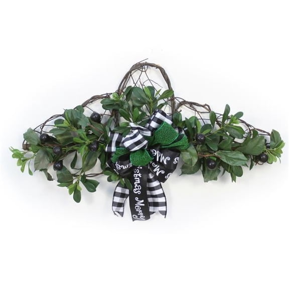 Unisex Vine Wall Hanging with Olives & Pittosporum with Black & Green Ribbon