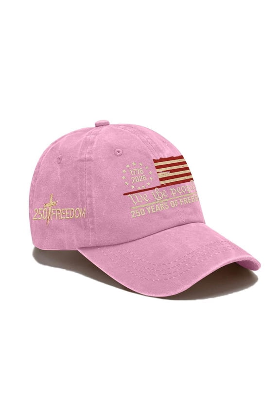 Unisex Vintage Baseball Cap, 250 Anniversary USA Hat with Distressed Washed Look. Adjustable Patriotic Cap for 4th of July Parade, Camping, Hiking, Outdoor Sports, 1776-2026 We The People Design