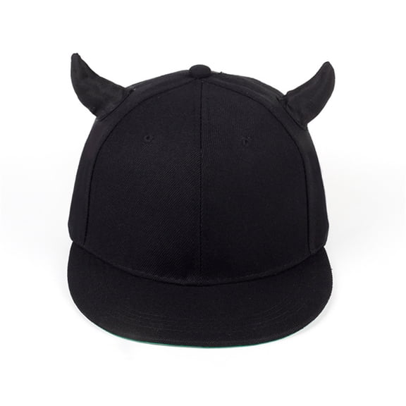 Unisex Vintage Baseball Cap with Cool Horn Fits Men Women Wide Brim Horn Adjustable Cap Curved Brim