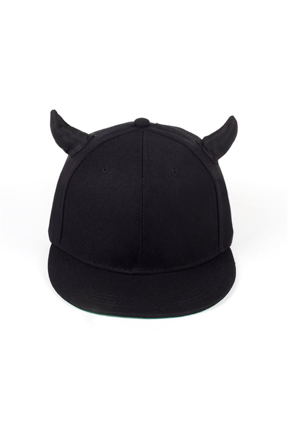 Unisex Vintage Baseball Cap with Cool Horn Fits Men Women Wide Brim Horn Adjustable Cap Curved Brim