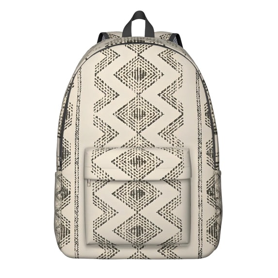 Unisex Vintage Bohemian Backpack, Boho Chic Zipper Rucksack with Front Pocket, Durable Lightweight Daypack for School College Work Travel, Ideal Gift