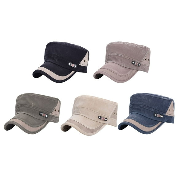 Unisex Vintage Cadet Cap - Classic Military Style Adjustable Baseball Hat for Men & Women, Plain Structured Low Profile Cap for Daily, Outdoor, Casual Wear