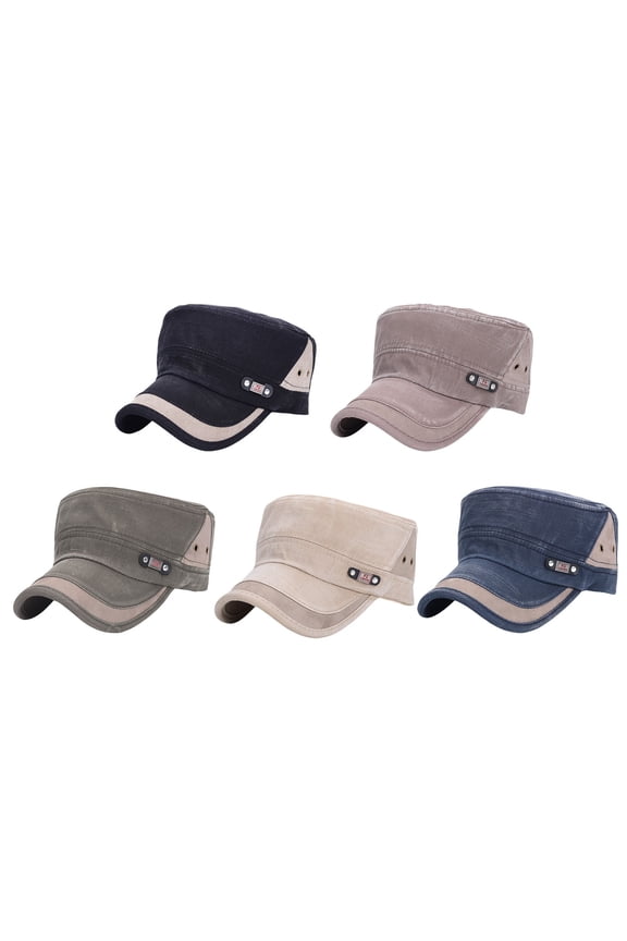 Unisex Vintage Cadet Cap - Classic Military Style Adjustable Baseball Hat for Men & Women, Plain Structured Low Profile Cap for Daily, Outdoor, Casual Wear