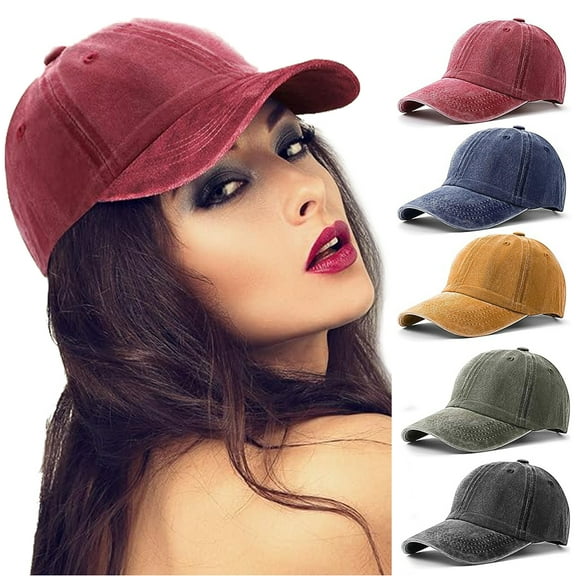 Unisex Vintage Cotton Washed Baseball Caps, Unstructured Low Profile Adjustable Distressed Dad Hat for Men Women