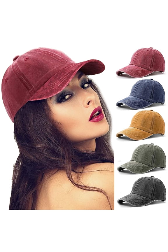 Unisex Vintage Cotton Washed Baseball Caps, Unstructured Low Profile Adjustable Distressed Dad Hat for Men Women