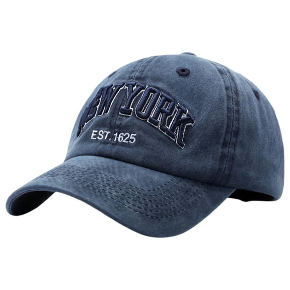 Unisex Vintage Denim Baseball Cap - Embroidered "New York", Adjustable, Dad Hat Style - One Size