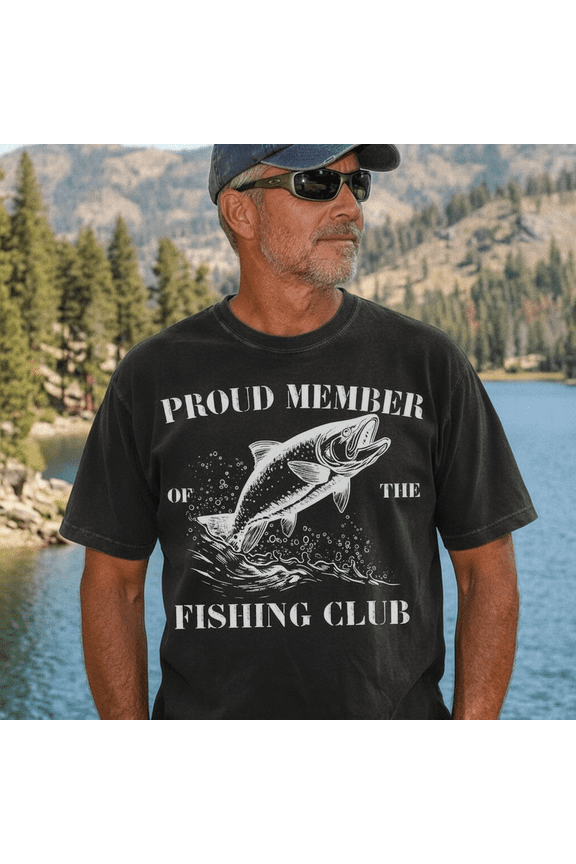 Unisex Vintage Fishing T-Shirt Proud Member Club Bass Graphic Tee Retro Top