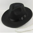 thumbnail image 1 of Unisex Vintage Hard Wide Brim Panama Hat Lightweight Classic Dress Cap Adjustable Fit Comfortable Soft Autumn Winter Sun Hat by Yigetop Black One Size, 1 of 4