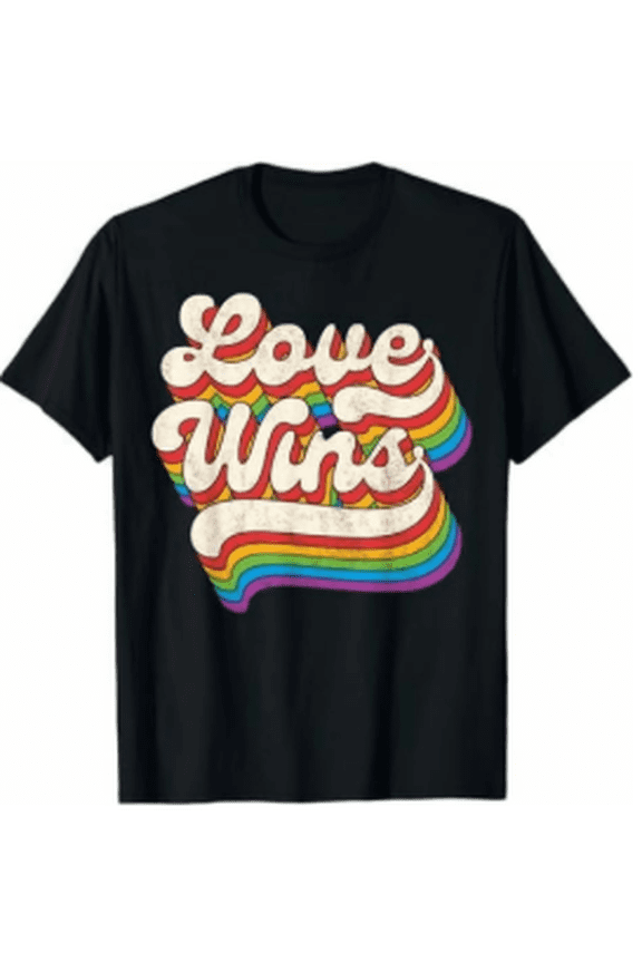 ：Unisex Vintage LGBT Ally Shirt, Rainbow Flag Be Kind Print Human Equality Short