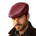 thumbnail image 1 of Unisex Vintage Leather Flat Cap Classic Newsboy Cap Retro Fall Beret Hat Coffee‑Tone Fashion Driving Casual Head‑Accessory for Men Women, 1 of 6