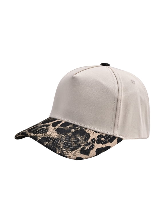 Unisex Vintage Leopard Print Baseball Cap Two Tone Contrast Brim Flexible Snapback Adjustable All Match Street Headwear For Men Women