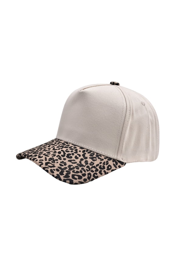 Unisex Vintage Leopard Print Baseball Cap Two Tone Contrast Brim Flexible Snapback Adjustable All Match Street Headwear For Men Women