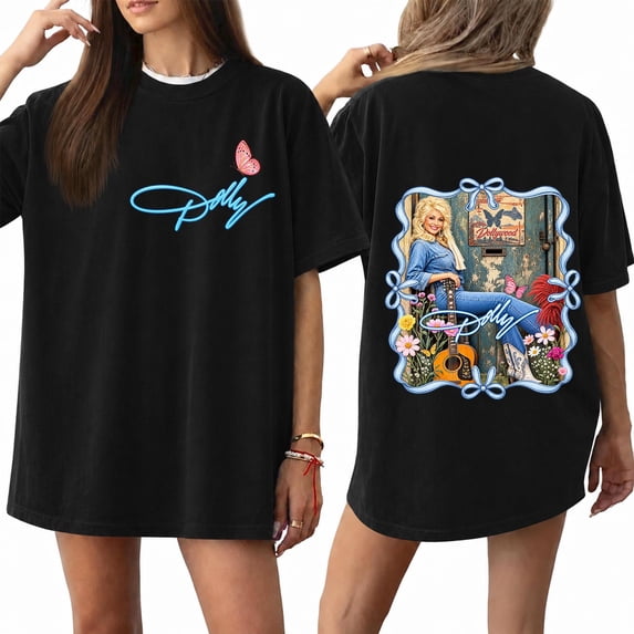 Unisex Vintage Parton Country Music T-shirt for Men and Women Graphic Dolly T-shirts Short Sleeve Round Neck T-shirts,(S)