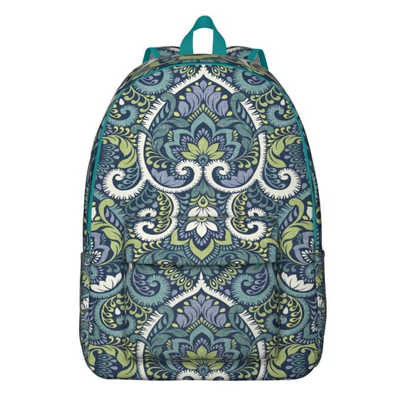 Unisex Vintage Print Bohemian Backpack, Boho Zipper Rucksack with Front Pocket, Lightweight Daypack for School University Work Commute, Ideal Gift
