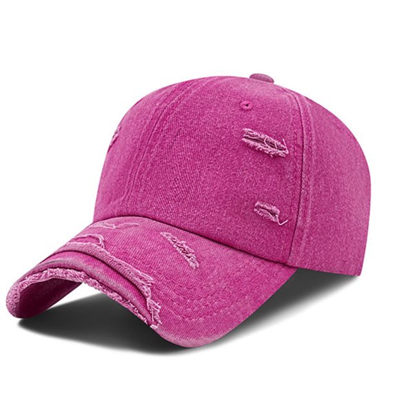 Unisex Vintage Washed Cotton Baseball Cap Baseball Cap Adjustable Classic Mens Hat Soft Crown Large Size Cap (Hot Pink)