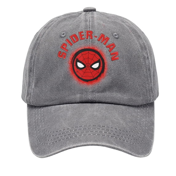 Unisex Vintage Washed Cotton Superhero Baseball Cap Spider Face Graphic Printed Retro Sunshade Dad Hat Outdoor Casual
