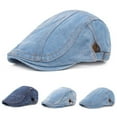 thumbnail image 1 of Unisex Vintage Washed Denim Newsboy Hats Flat Ivy Gatsby Cabbie Driving Berets Hat Cotton Dad Cap for Men Women, 1 of 8