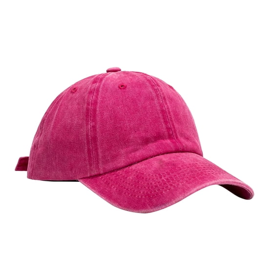 Unisex Vintage Washed Unstructured Baseball Fashion Casual Caps Washed Cotton Adjustable Dad Hat by Awwp Hot Pink One Size