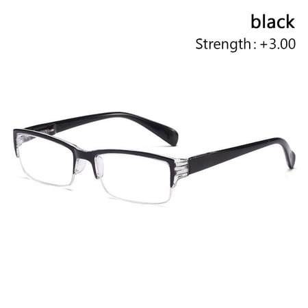 Unisex Vision Care Portable Spring Hinge Presbyopia Eyewear Diamond-cut Eyeglasses Reading Glasses BLACK STRENGTH +3.00