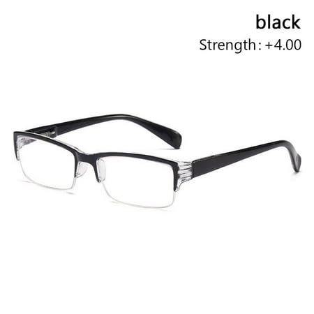 Unisex Vision Care Portable Spring Hinge Presbyopia Eyewear Diamond-cut Eyeglasses Reading Glasses BLACK STRENGTH +4.00