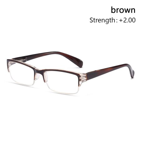 Unisex Vision Care Portable Spring Hinge Presbyopia Eyewear Eyeglasses Diamond-cut Reading Glasses BROWN STRENGTH +2.00