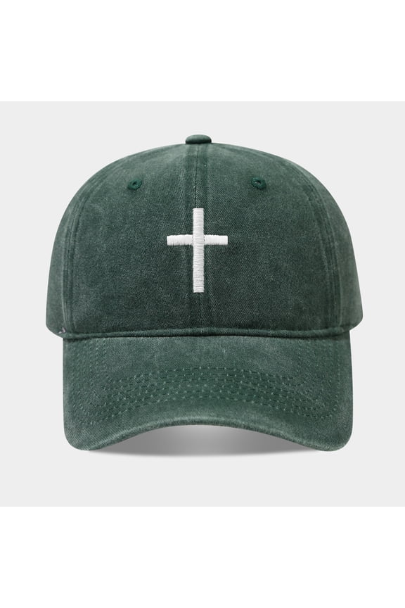 Unisex Visor Hat AURORADY Men's Washed Cotton Embroidered Baseball Cap Adjustable Dad Hat for Independence Day & Casual Wear, Blackish Green One Size Baseball Caps