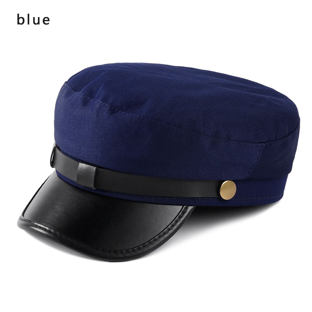 Unisex Visor Outdoor Sailor Hat Cadet Military Cap Flat Top Hat Brim