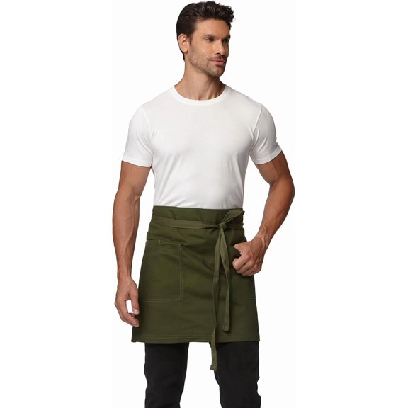 Unisex Waist Apron Half Bistro Server Aprons with Pockets Waterproof 4251BY