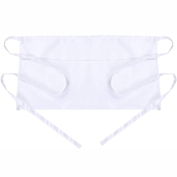 Unisex Waist Apron with 3 Pockets, Polyester Half Apron for Cafe, Restaurant, Kitchen and Work