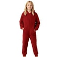 thumbnail image 1 of Unisex Warm Cozy Lined Romper Jumpsuit For Toddler Boys Girls Hooded Long Sleeve Soft Outfit With Grip Soles For Indoor Outdoor Easy Dressing Red, 1 of 7